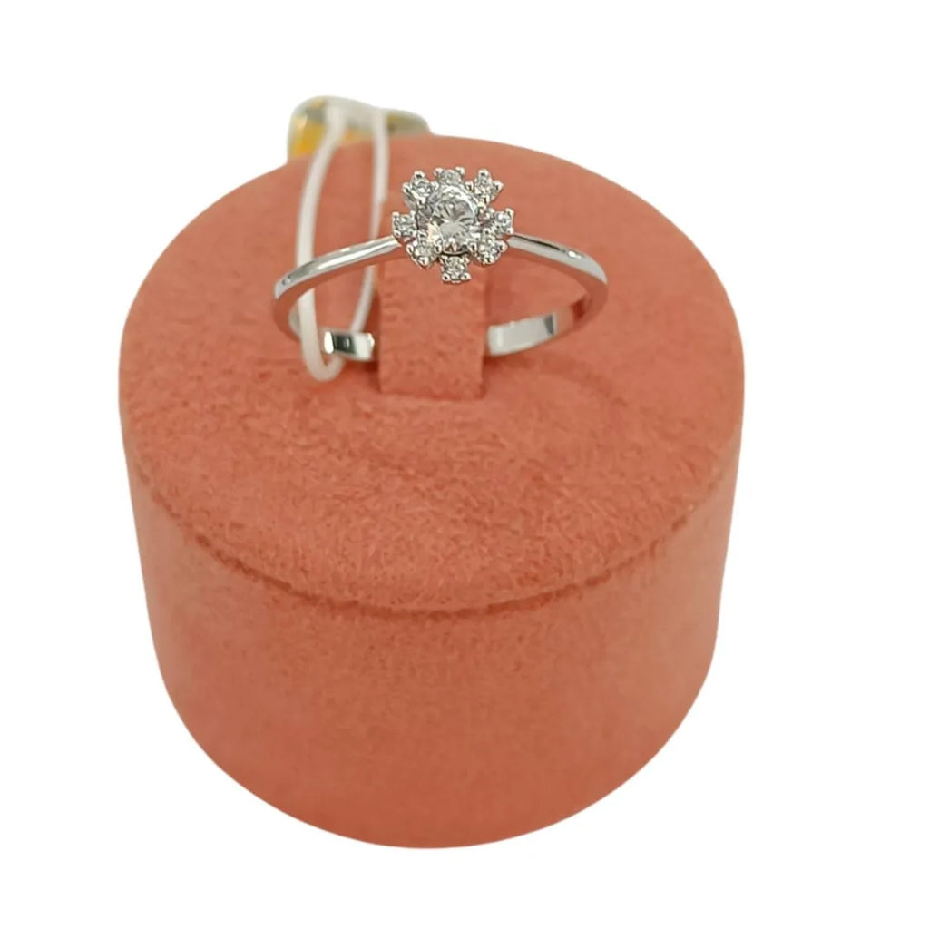 Anello donna solitario in oro bianco 9kt con zirconi bianchi Igold