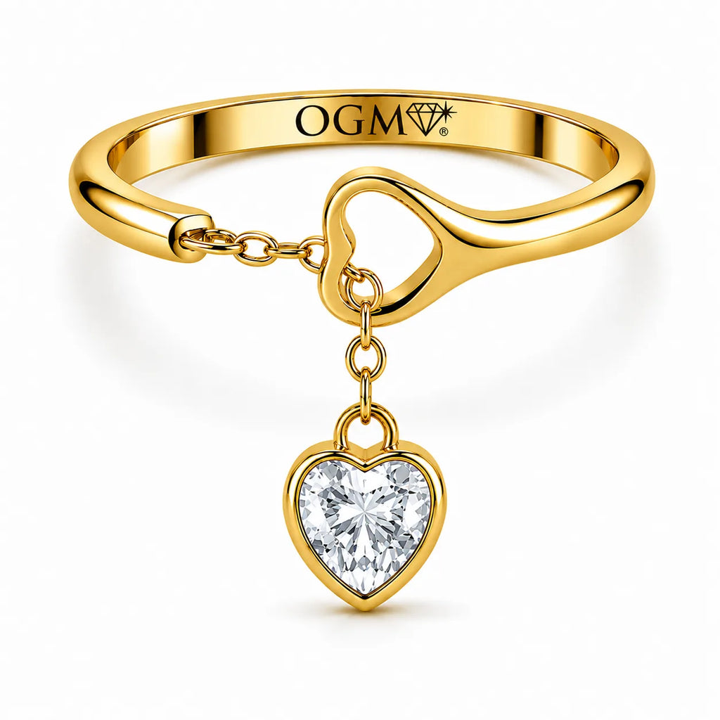 Anello con cuore by OGM Acciaio e Dorato 18KT