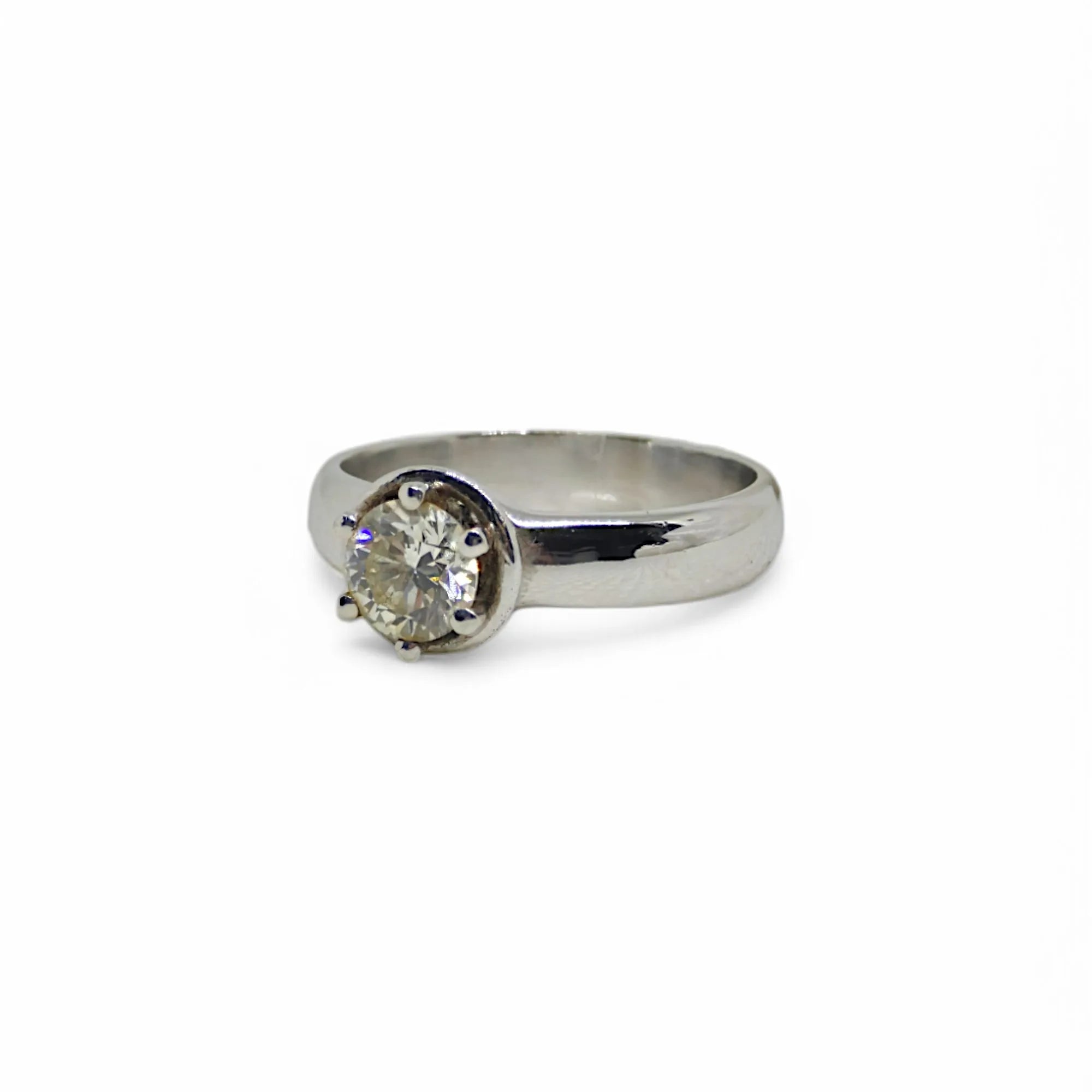 Anello donna oro bianco e diamante fidanzamento Solitario