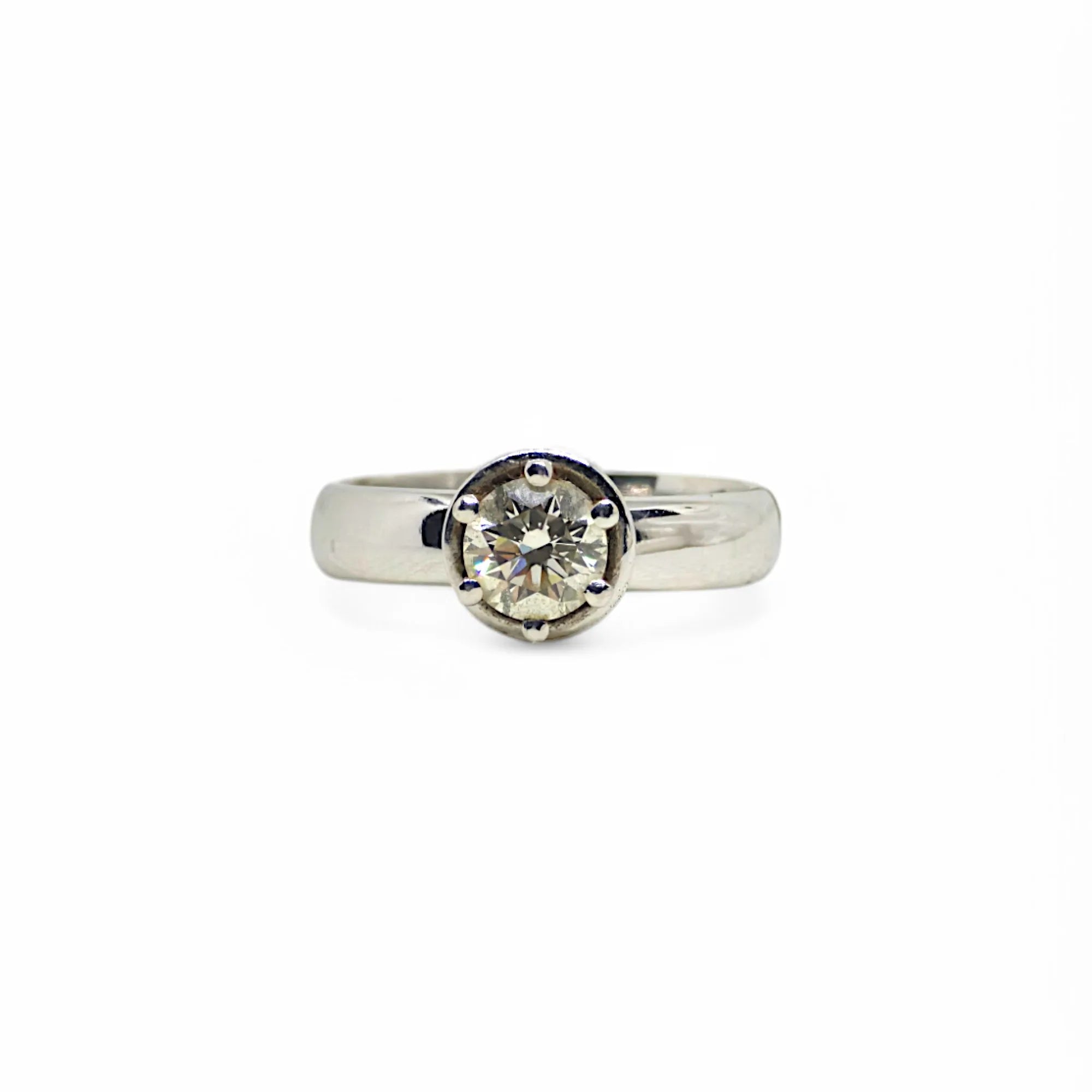 Anello donna oro bianco e diamante fidanzamento Solitario