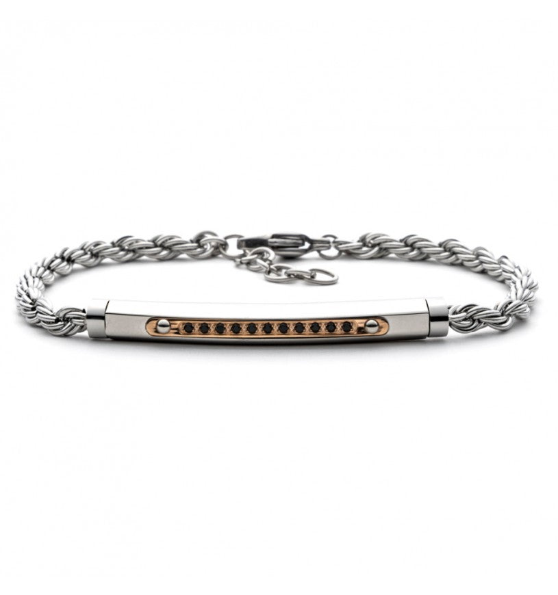 Armband 4US Cesare Paciotti Herren 4UBR5605 Tennis-Stil mit schwarzen Zirkonia