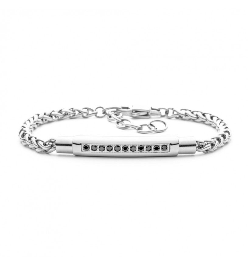 Bracciale 4US Cesare Paciotti uomo 4UBR5608 stile tennis con zirconi neri