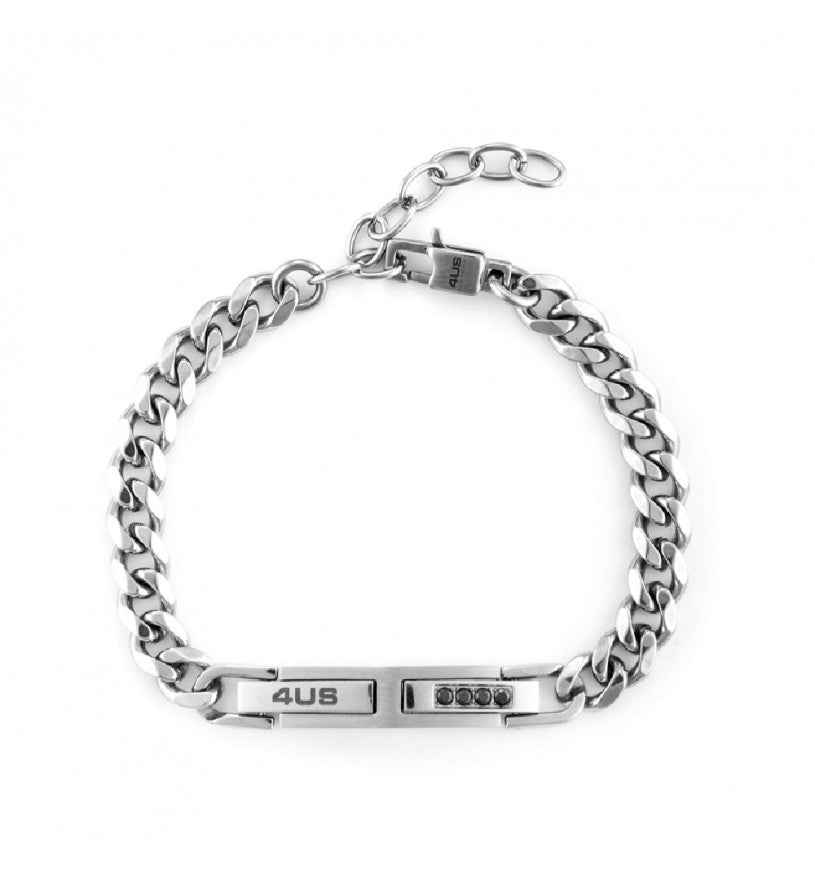 Bracciale 4US Cesare Paciotti uomo 4UBR6148 in acciaio con zirconi neri
