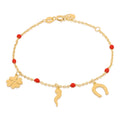 Mädchenarmband aus 18 Karat Gelbgold mit Glückshorn