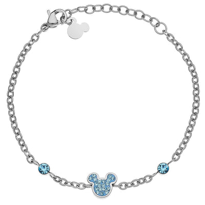 Bracelet enfant bijoux Disney Mickey et Minnie en acier et zircones b600590rql-b