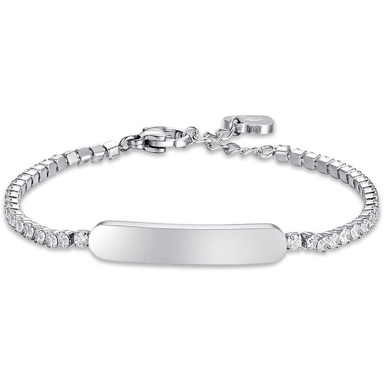 Bracciale bambino gioielli Luca Barra jb171 con piastra centrale e zirconi bianchi