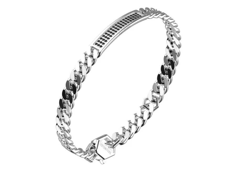 Bracciale in acciaio uomo con diamanti Bikkembergs SKIB19WW
