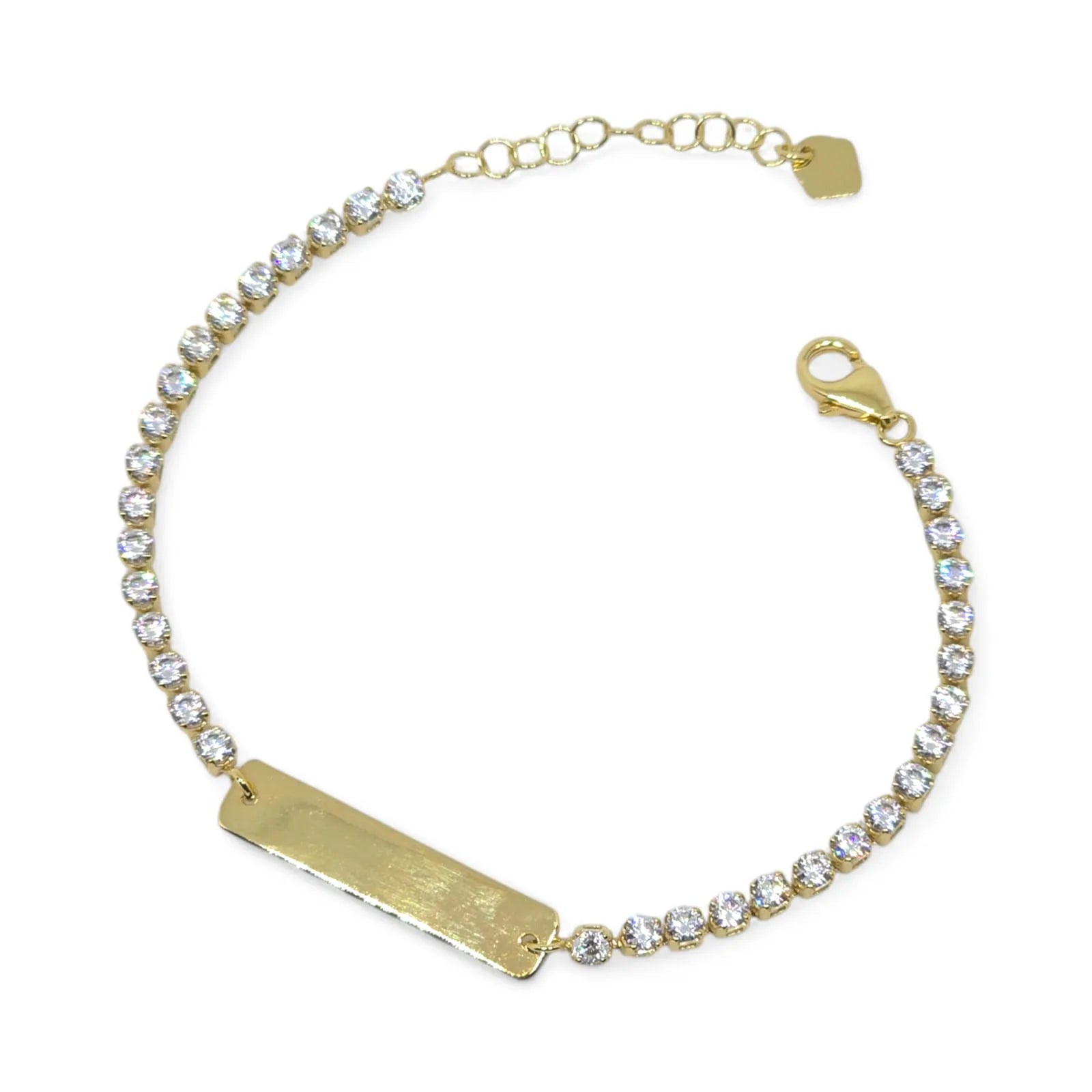 Kinder-Tennisarmband aus 9 Karat Gold mit Igold-Plakette
