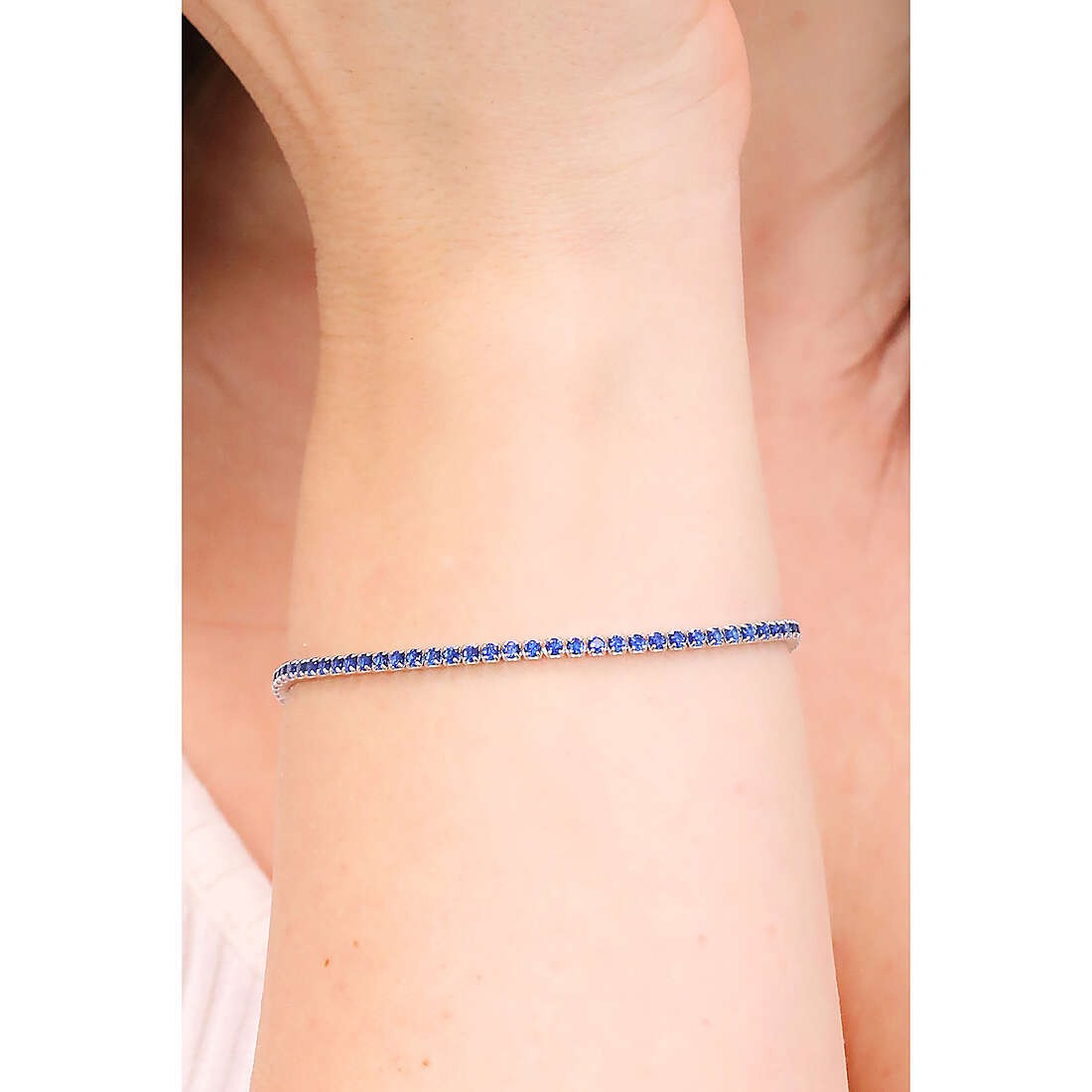 Damen Tennisarmband aus Silber mit blauen Zirkonia Schmuck 4US Cesare Paciotti 4ubr5410w