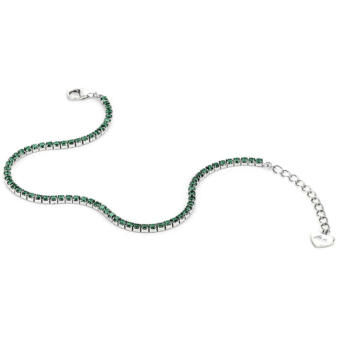 Bracciale tennis donna in argento con pietre verdi gioielli 4US Cesare Paciotti 4UBR5408w