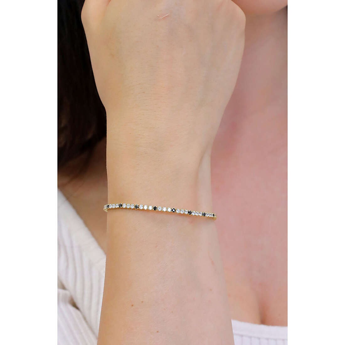 Bracciale tennis donna in argento dorato gioielli 4US Cesare Paciotti 4ubr5816w
