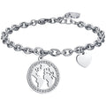 Bracciale donna gioielli Luca Barra Summer bk2468 con ciondolo mondo in acciaio