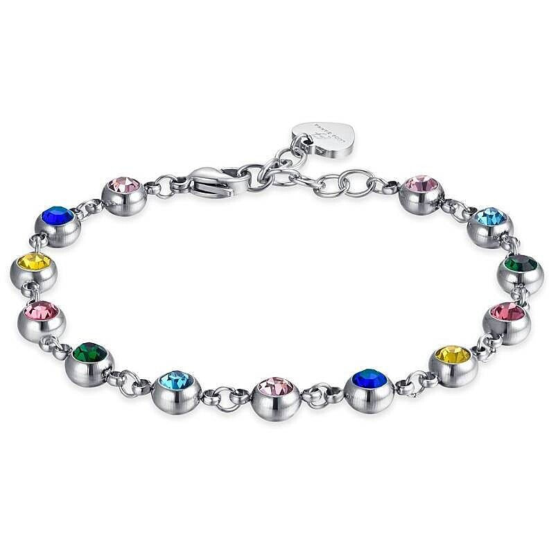 Luca Barra Damenschmuckarmband bk2442 mit bunten Kristallen aus Stahl