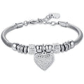 Bracciale donna gioielli Luca Barra bk2334 in acciaio con cuore e cristalli bianchi