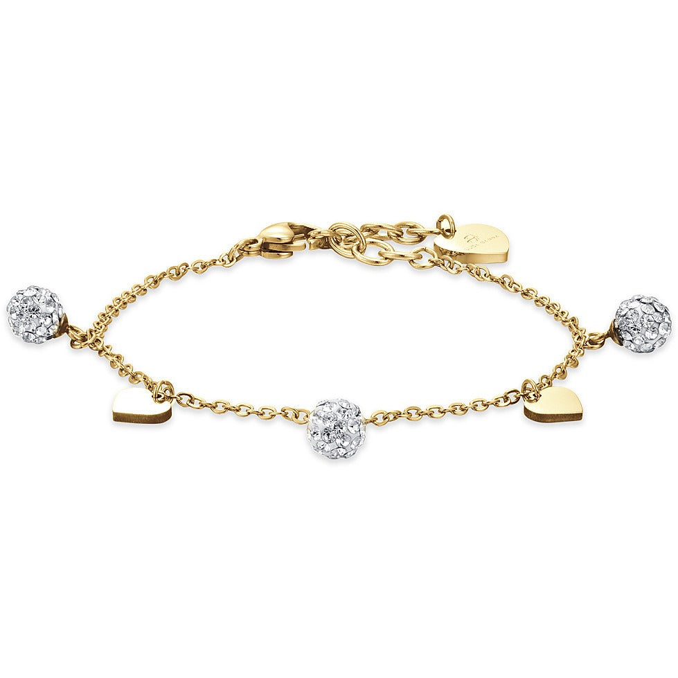 Bracciale donna gioielli Luca Barra bk2391 in acciaio dorato e cuori pendenti