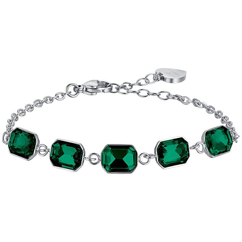 Bracciale donna acciaio gioielli Luca Barra Summer bk2510 con pietre verdi