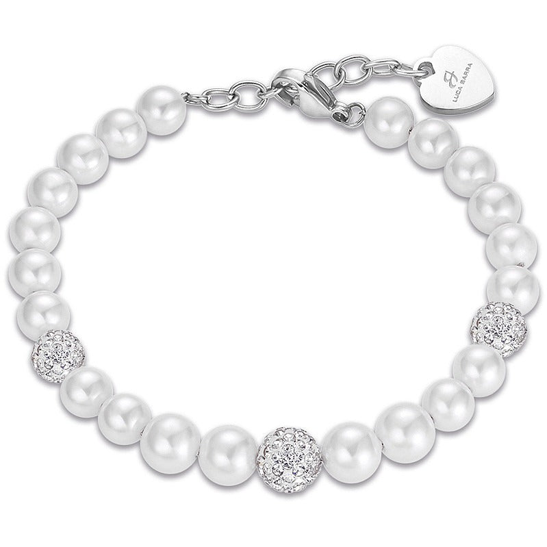 Bracciale donna acciaio gioielli Luca Barra bk2096 con perle sintetiche