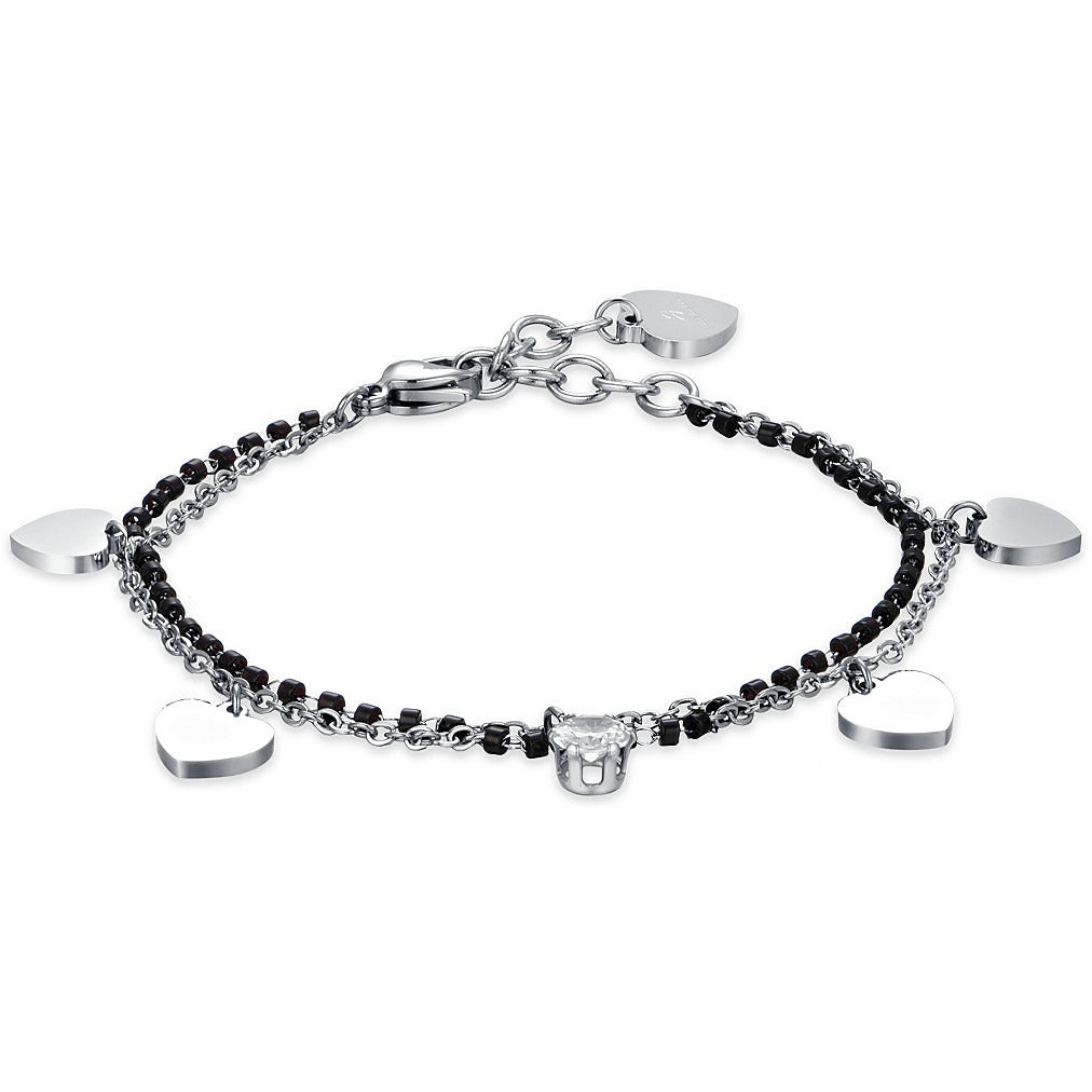Bracciale donna gioielli Luca Barra bk2356 con ciondoli cuore e cristallo