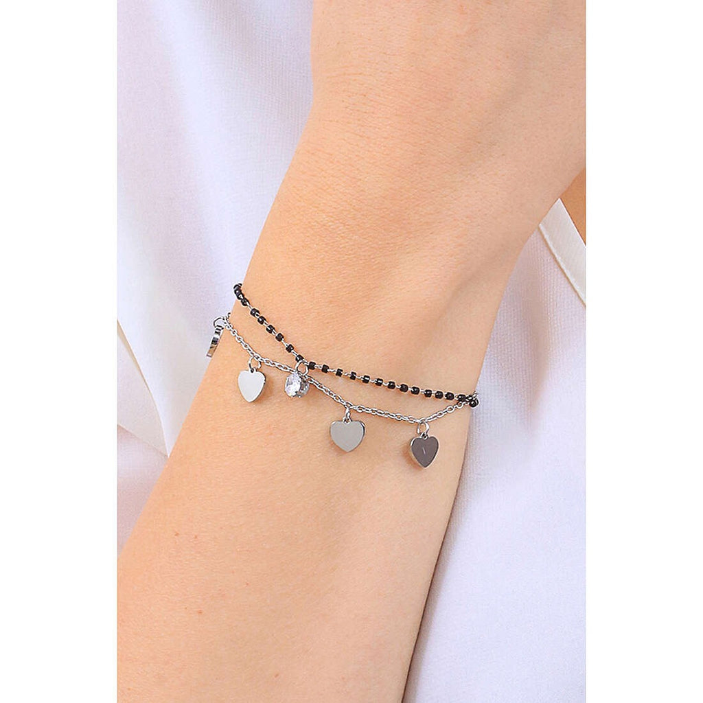 Bracciale donna gioielli Luca Barra bk2356 con ciondoli cuore e cristallo