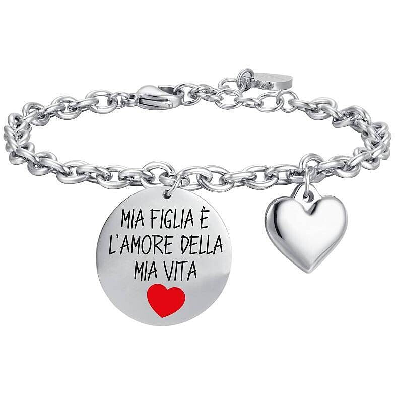 Bracciale donna acciaio gioielli Luca Barra Summer bk2483 con frase figlia