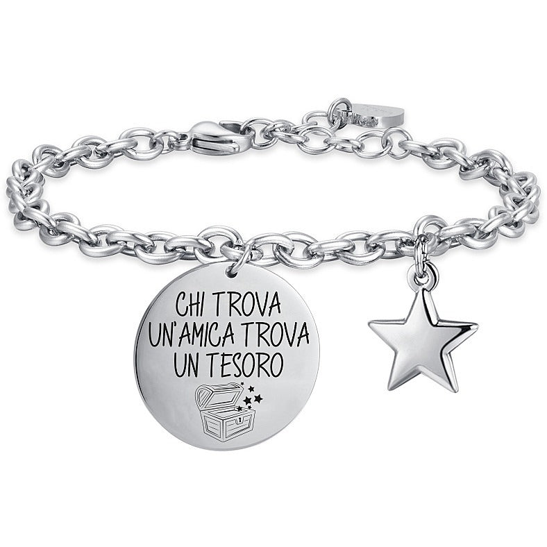 Bracciale donna in acciaio gioielli Luca Barra bk2379 con frase amico