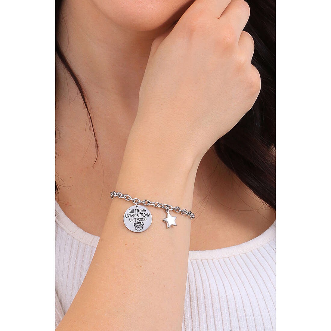 Bracciale donna in acciaio gioielli Luca Barra bk2379 con frase amico
