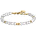 Bracciale donna gioielli Luca Barra bk2518 in acciaio dorato e perle sintetiche bianche