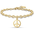 Bracciale donna gioielli Luca Barra bk2168 in acciaio dorato con simbolo pace