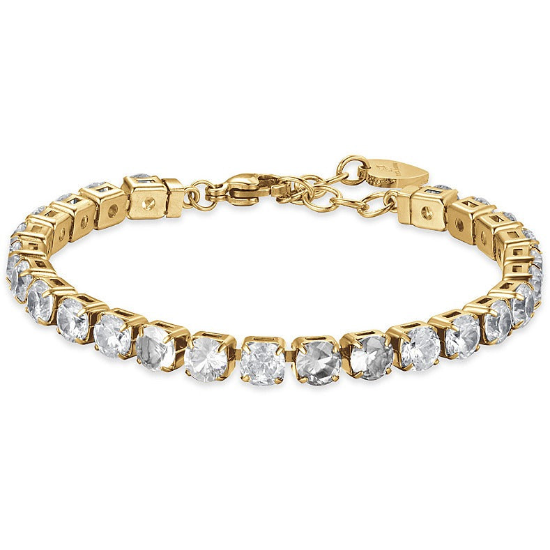 Bracciale tennis donna in acciaio dorato e piete bianche gioielli Luca Barra  bk2370