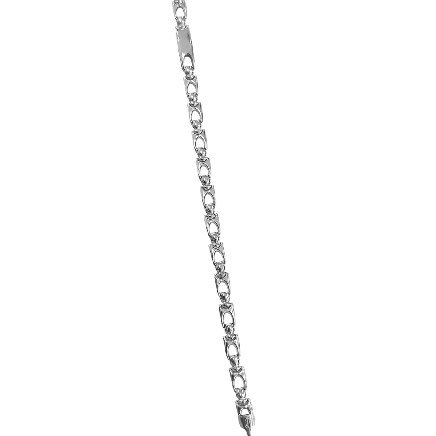 Herrenarmband in 18 Karat Weißgold, gearbeitete Kette - Einzigartiger Stil
