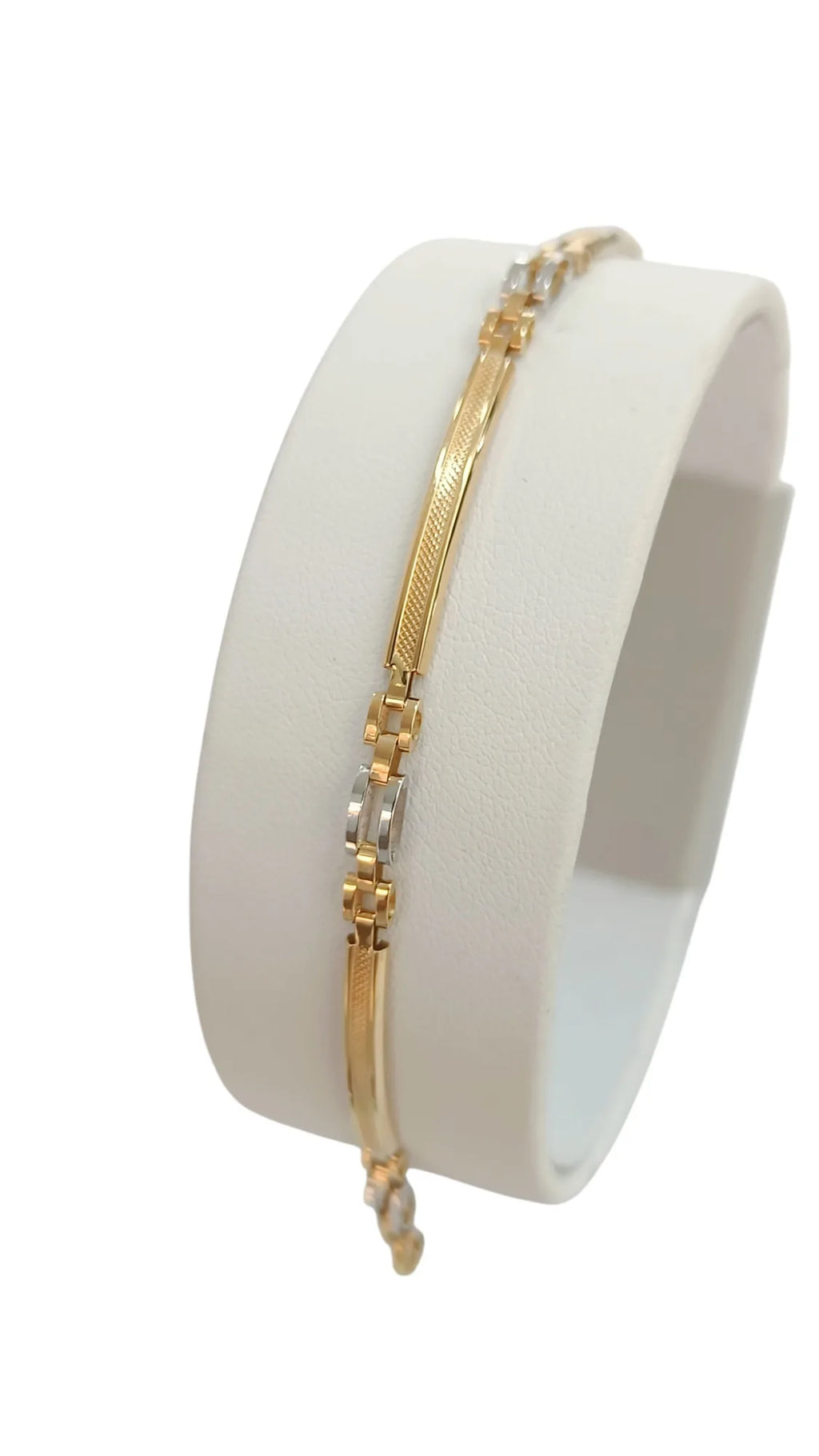Herrenarmband aus 18 Karat Gelbgold mit Verzierungen aus Weißgold im klassischen Stil