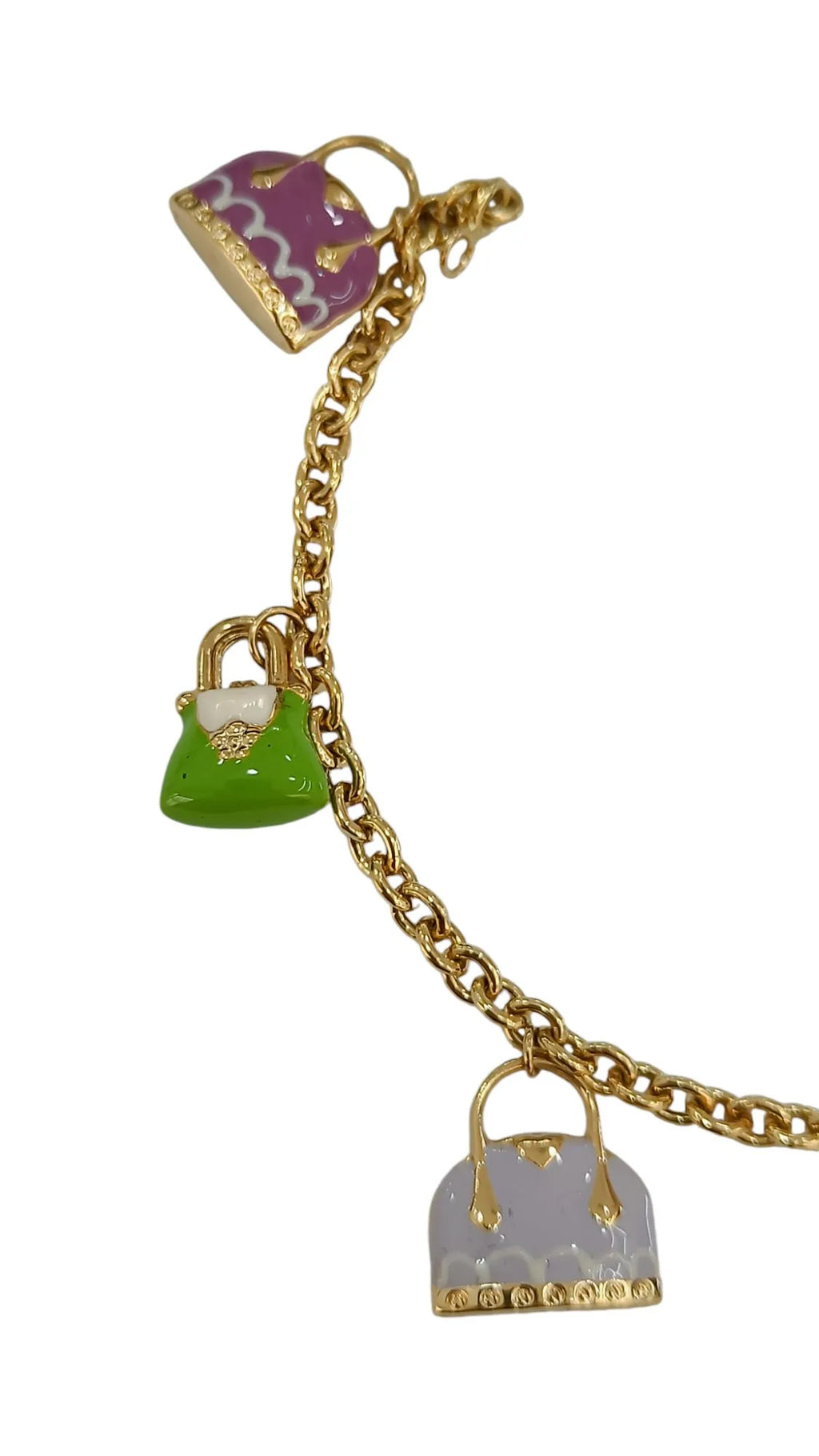 Bracciale donna in oro 18 carati con borsette pendenti