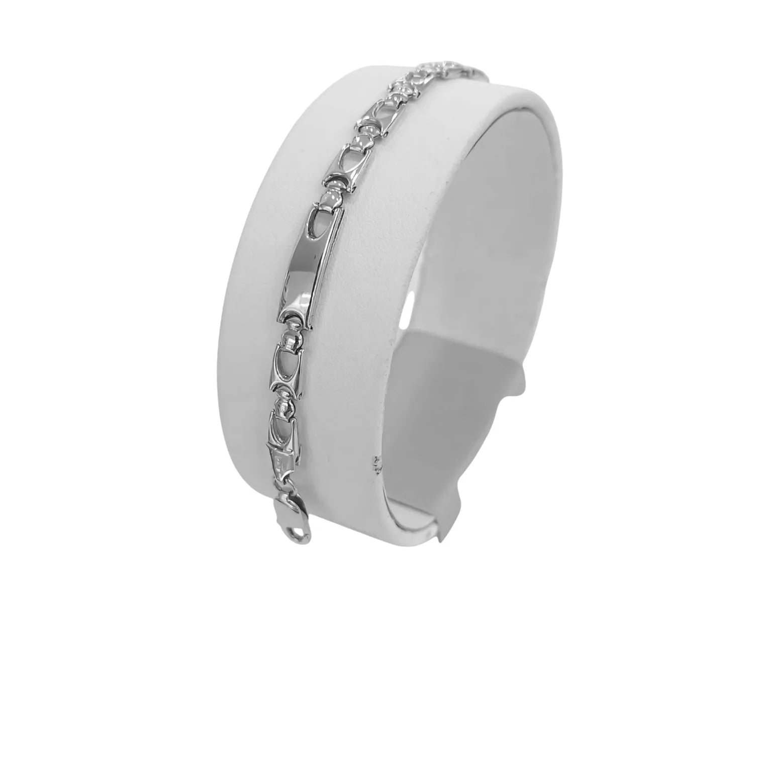 Herrenarmband in 18 Karat Weißgold, gearbeitete Kette - Einzigartiger Stil