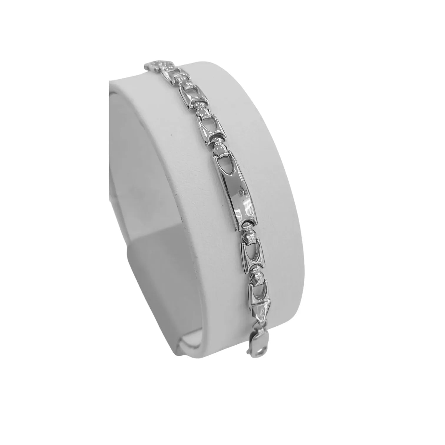 Herrenarmband in 18 Karat Weißgold, gearbeitete Kette - Einzigartiger Stil