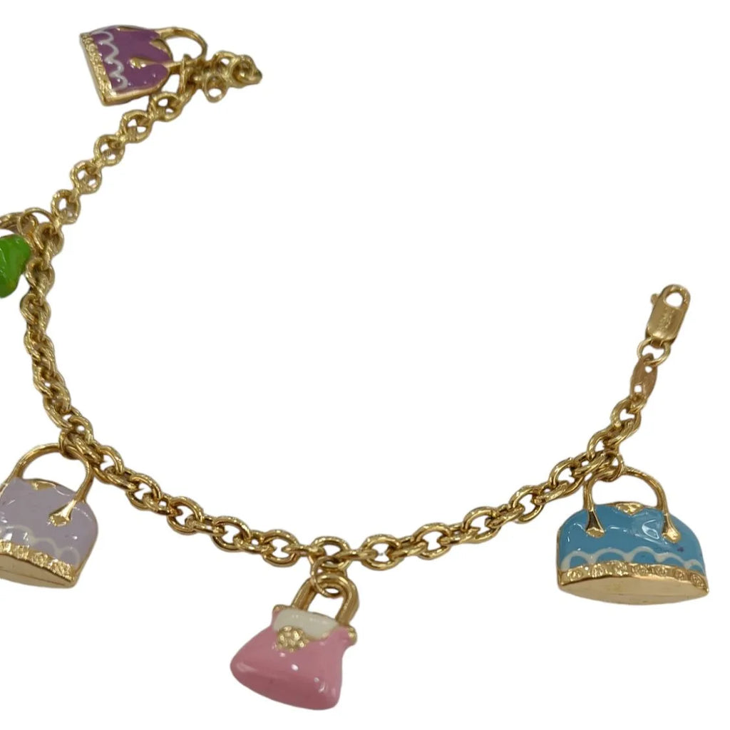 Bracciale donna in oro 18 carati con borsette pendenti