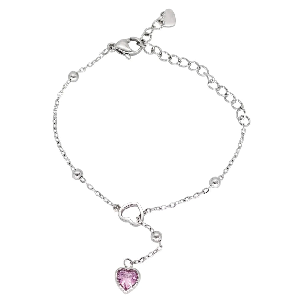 Bracciale sali e scendi con cuore by OGM Acciaio e Dorato 18KT