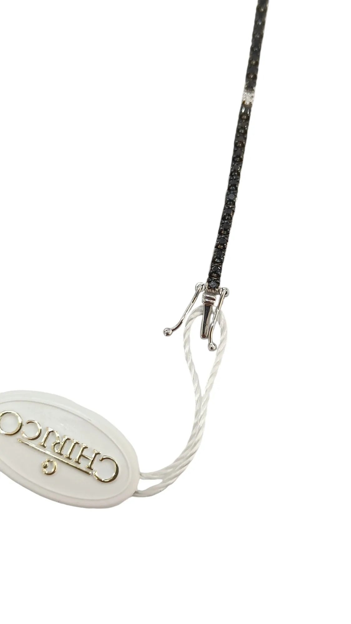 Bracciale tennis in oro bianco 18 carati e diamanti neri e bianchi 19 cm