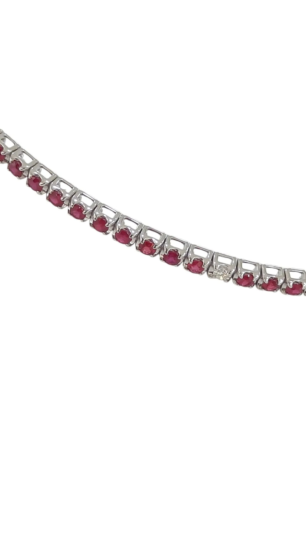 Bracciale tennis in oro bianco 18 carati e rubini rossi 18 cm