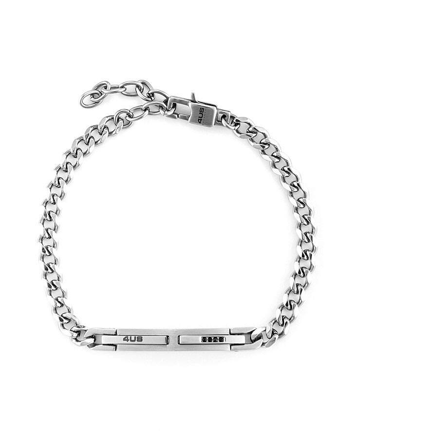 Bracciale uomo gioielli 4US Cesare Paciotti 4UBR6147 in acciaio con zirconi neri