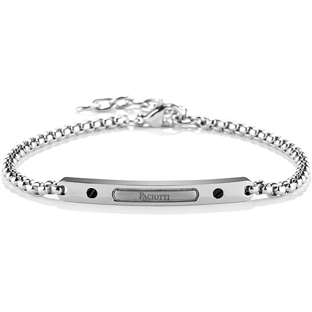 Bracciale uomo gioielli 4US Cesare Paciotti4ubr6152 in acciaio con targa pvd nero