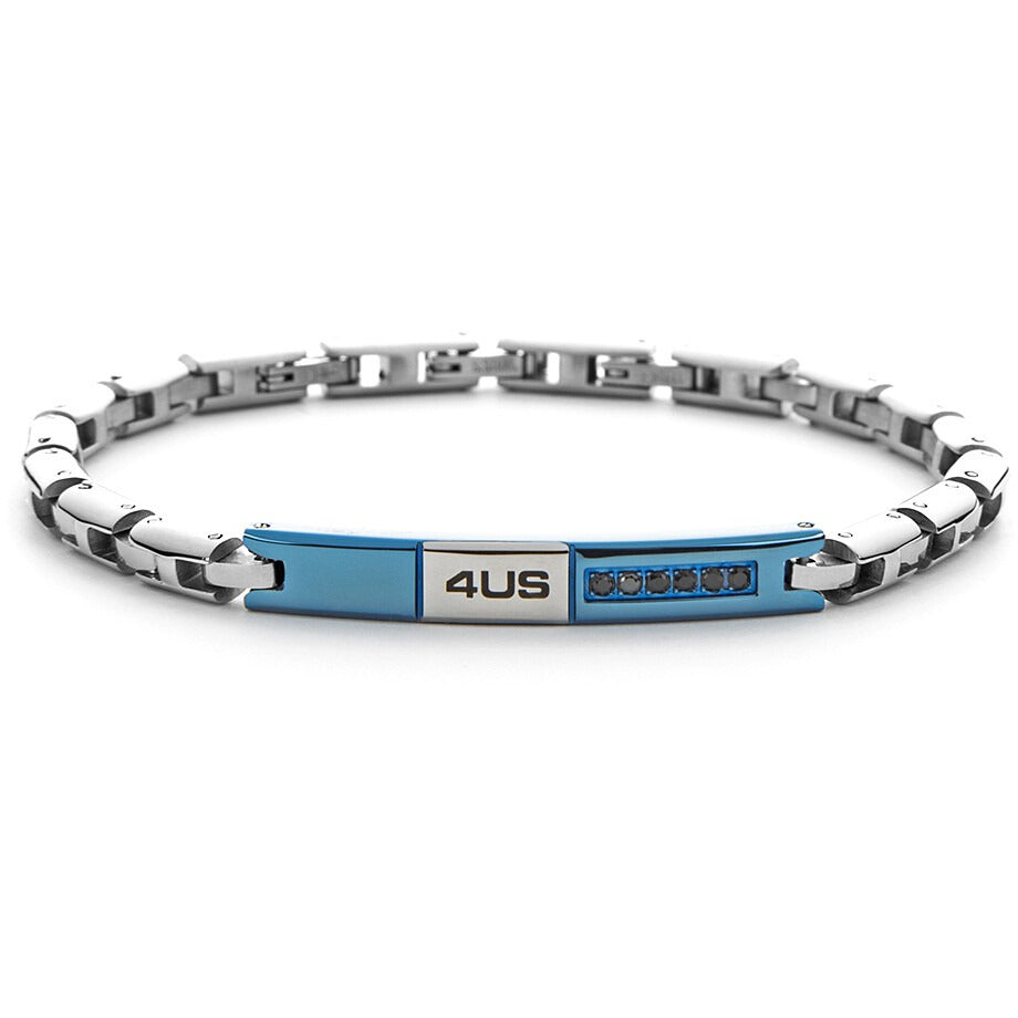 Bracciale uomo gioielli 4US Cesare Paciotti 4ubr5984 in acciaio con zirconi neri