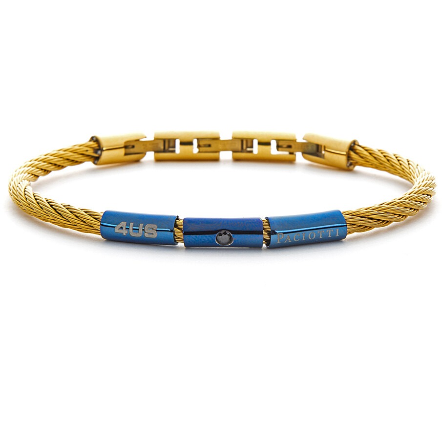 Bracciale uomo gioielli 4US Cesare Paciotti 4ubr6006 in acciaio colore dorato e blu