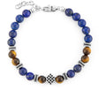 Bracciale uomo con sfere blu e occhio di tigre gioielli 4US Cesare Paciotti 4ubr6235