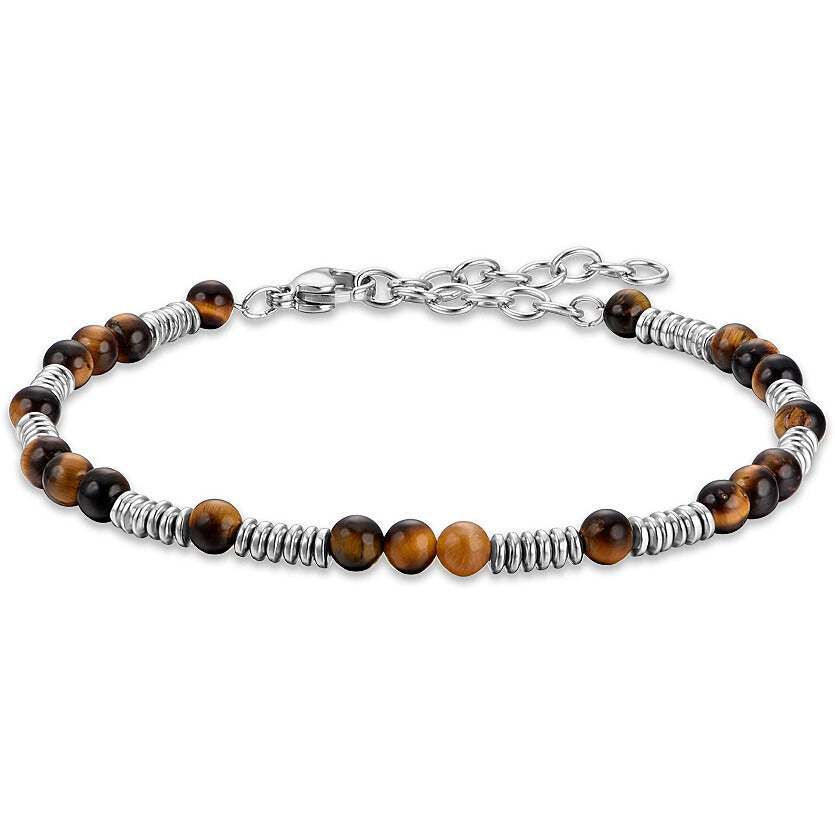 Bracciale uomo gioielli Luca Barra ba1594 con sfere occhio di tigre