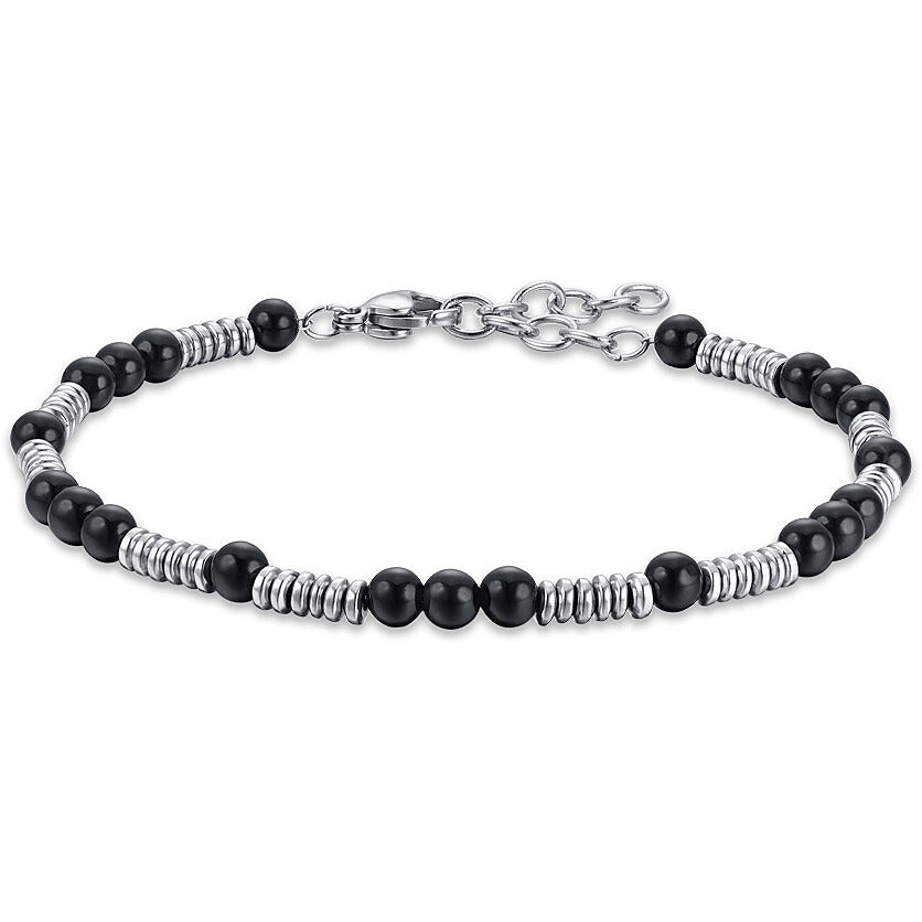 Bracciale uomo in acciaio gioielli Luca Barra ba1593 con sfere lisce nere