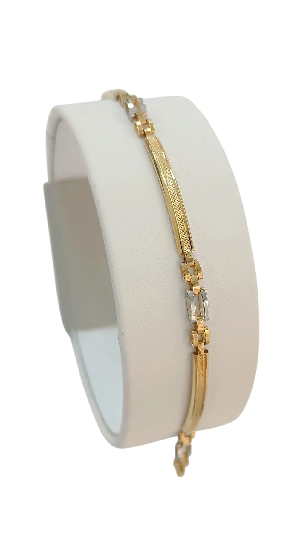 Herrenarmband aus 18 Karat Gelbgold mit Verzierungen aus Weißgold im klassischen Stil