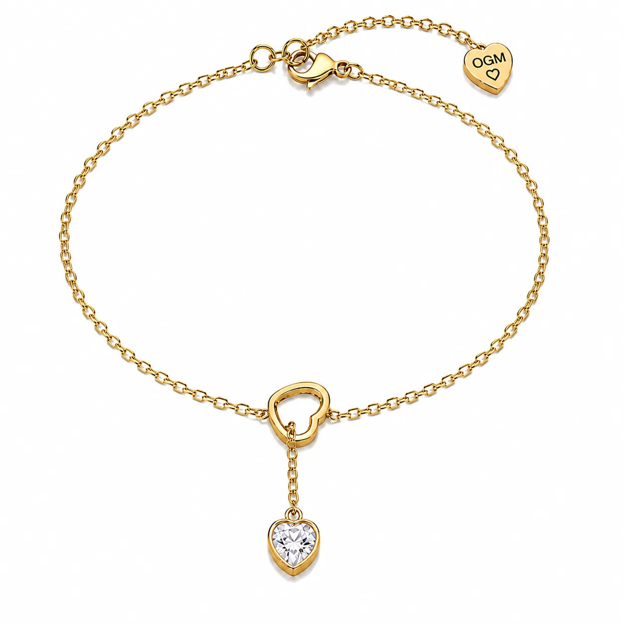 Bracciale sali e scendi con cuore by OGM Acciaio e Dorato 18KT