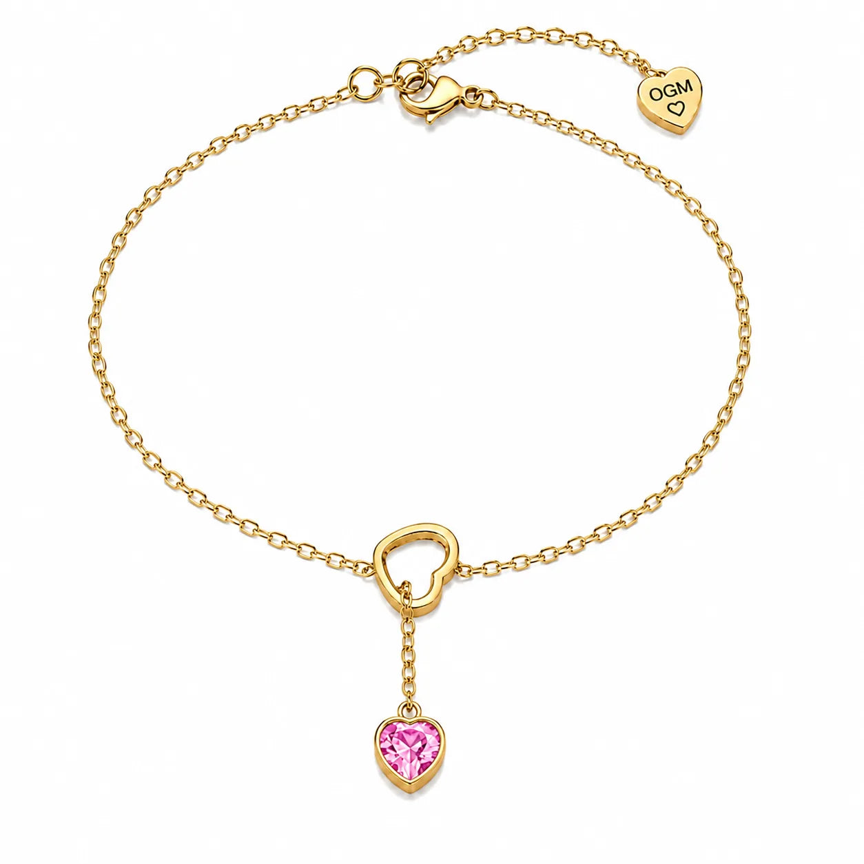 Bracciale sali e scendi con cuore by OGM Acciaio e Dorato 18KT