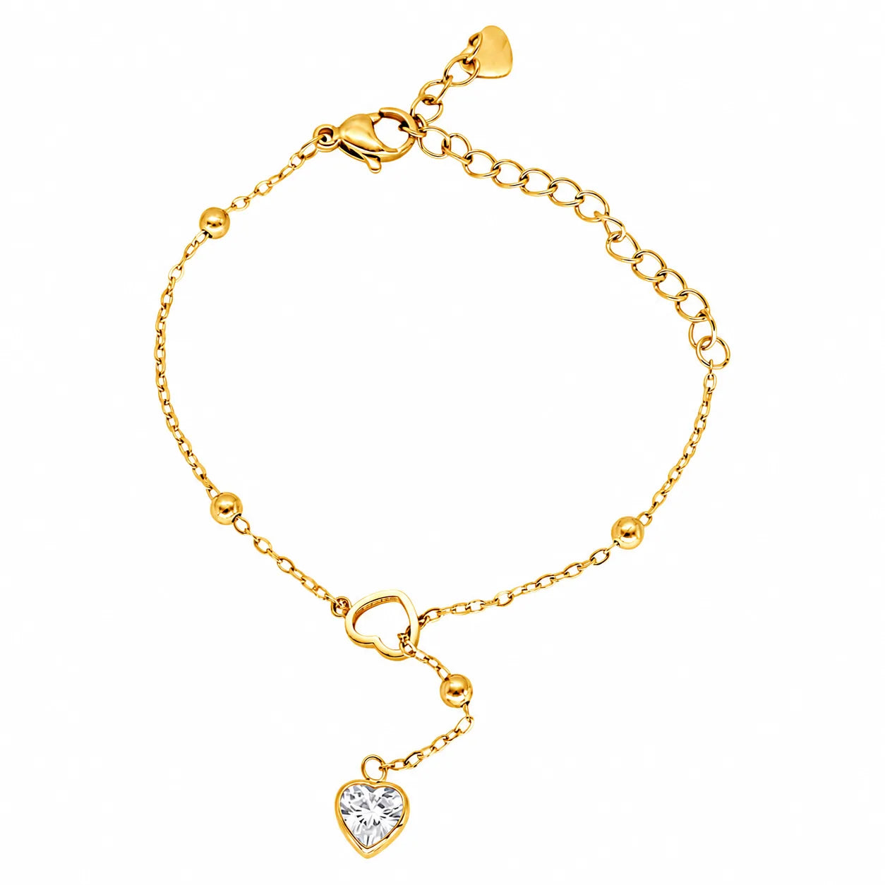 Bracciale sali e scendi con cuore by OGM Acciaio e Dorato 18KT