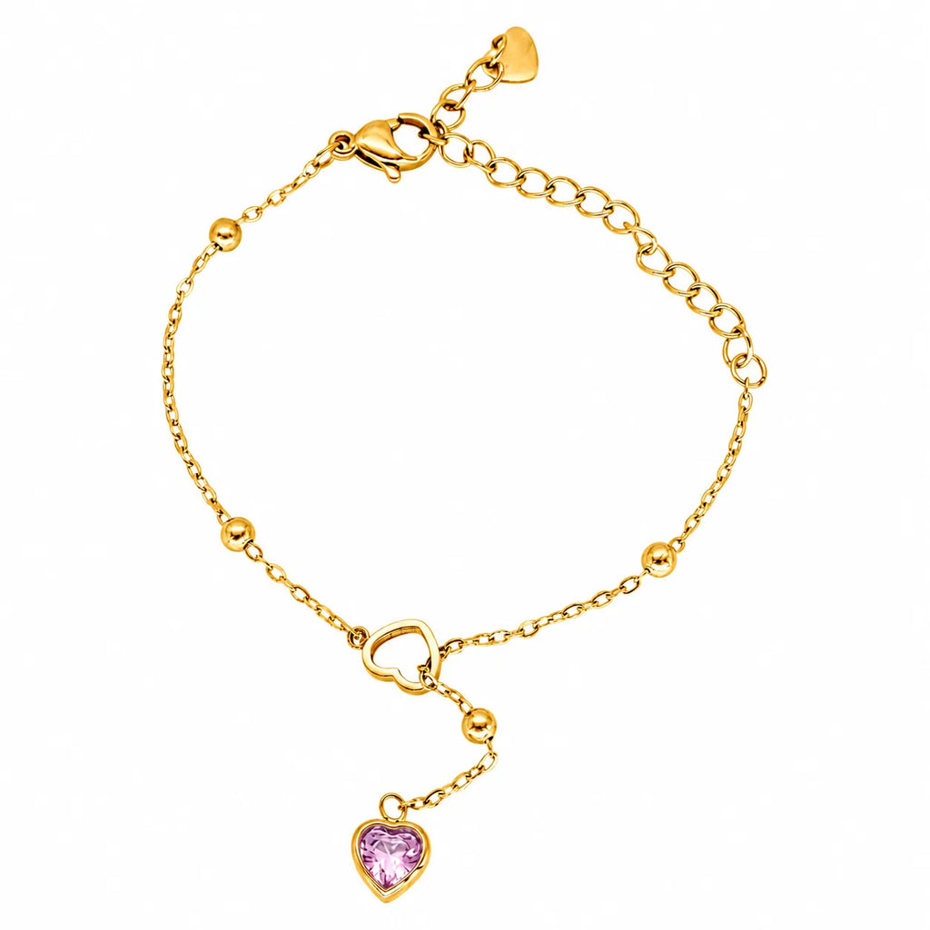 Bracciale sali e scendi con cuore by OGM Acciaio e Dorato 18KT